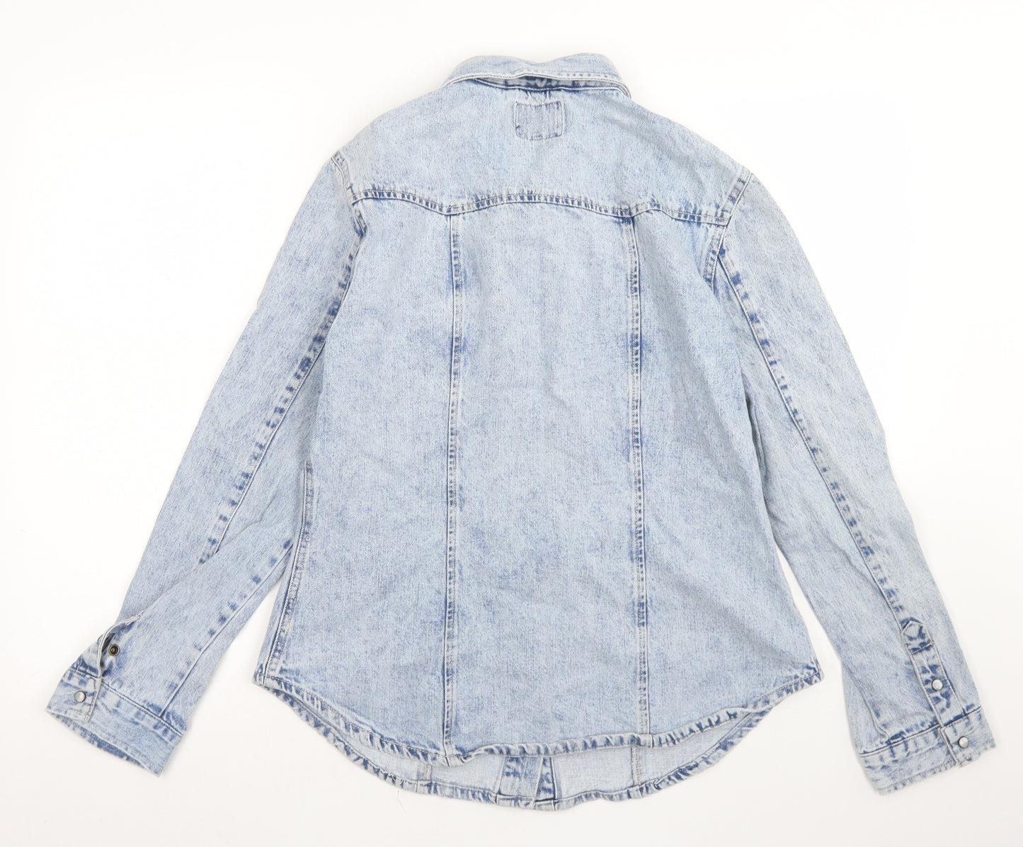 Cherokee Womens Blue  Cotton Basic Button-Up Size 14 Collared