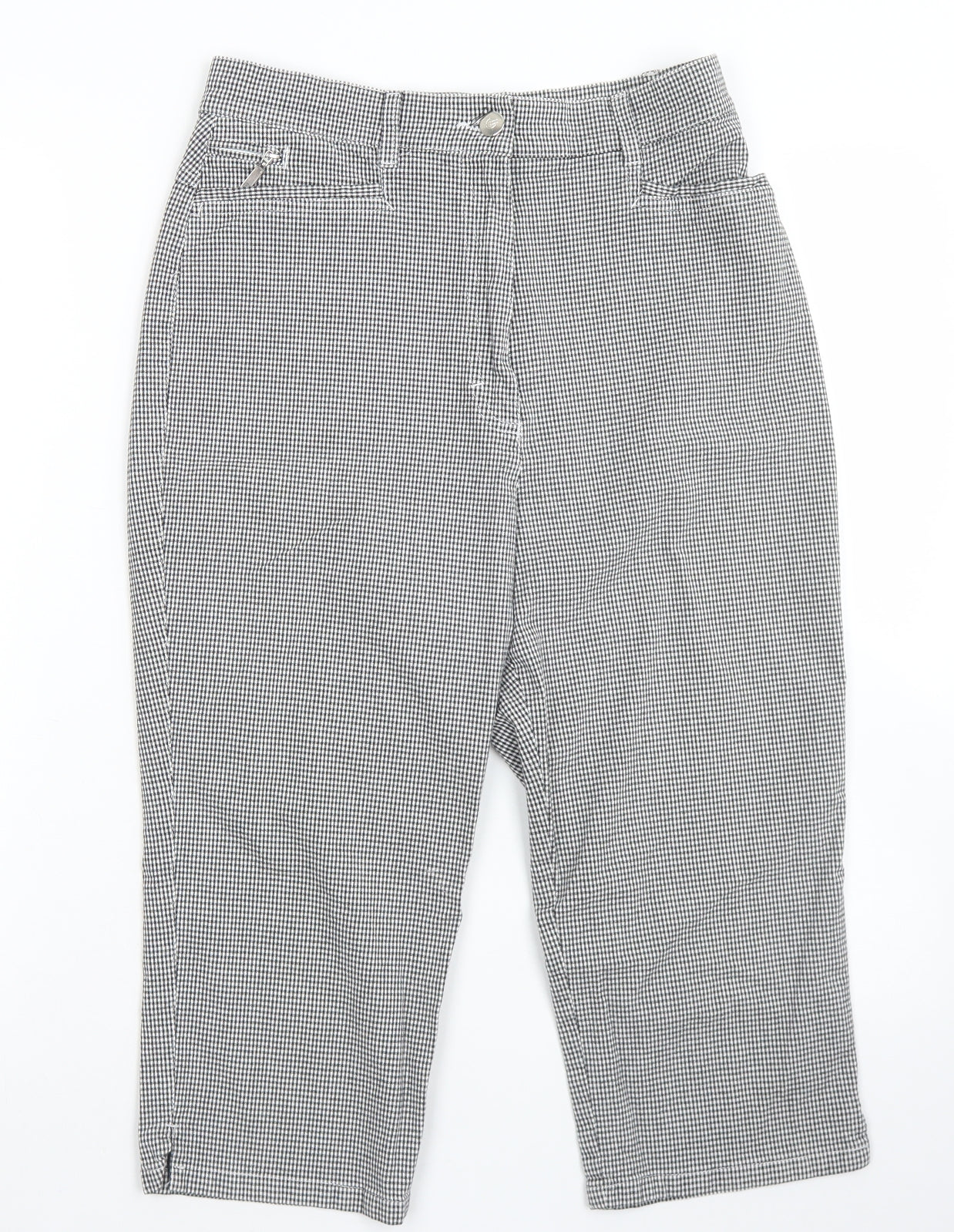 Zaffiri Womens Black Check Cotton Skimmer Shorts Size 12 L17 in Regular Button