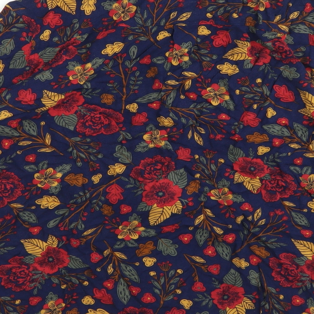 Country Rose Womens Blue Floral Viscose Basic Button-Up Size 22 Collared