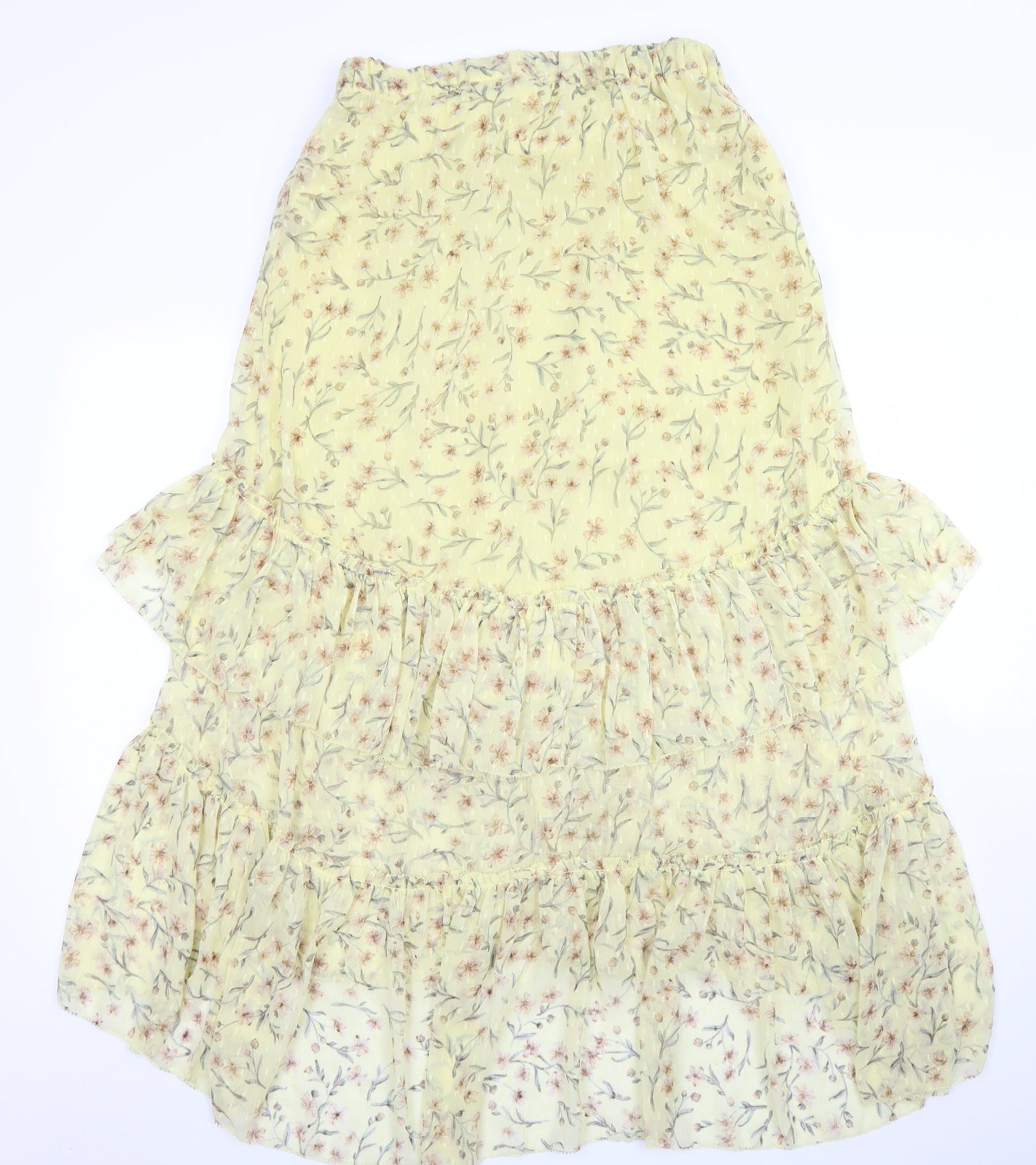 H&M Womens Yellow Floral Polyester Maxi Skirt Size M