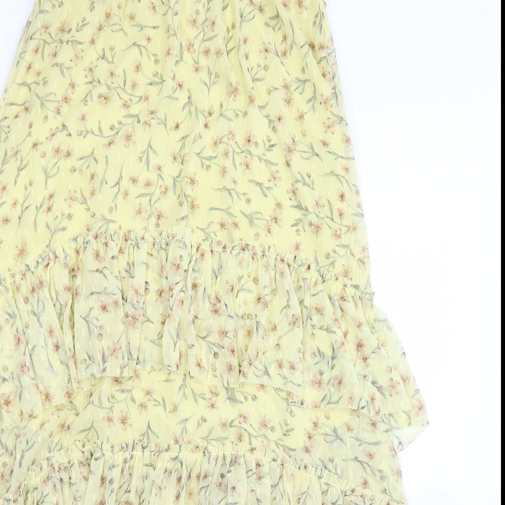 H&M Womens Yellow Floral Polyester Maxi Skirt Size M