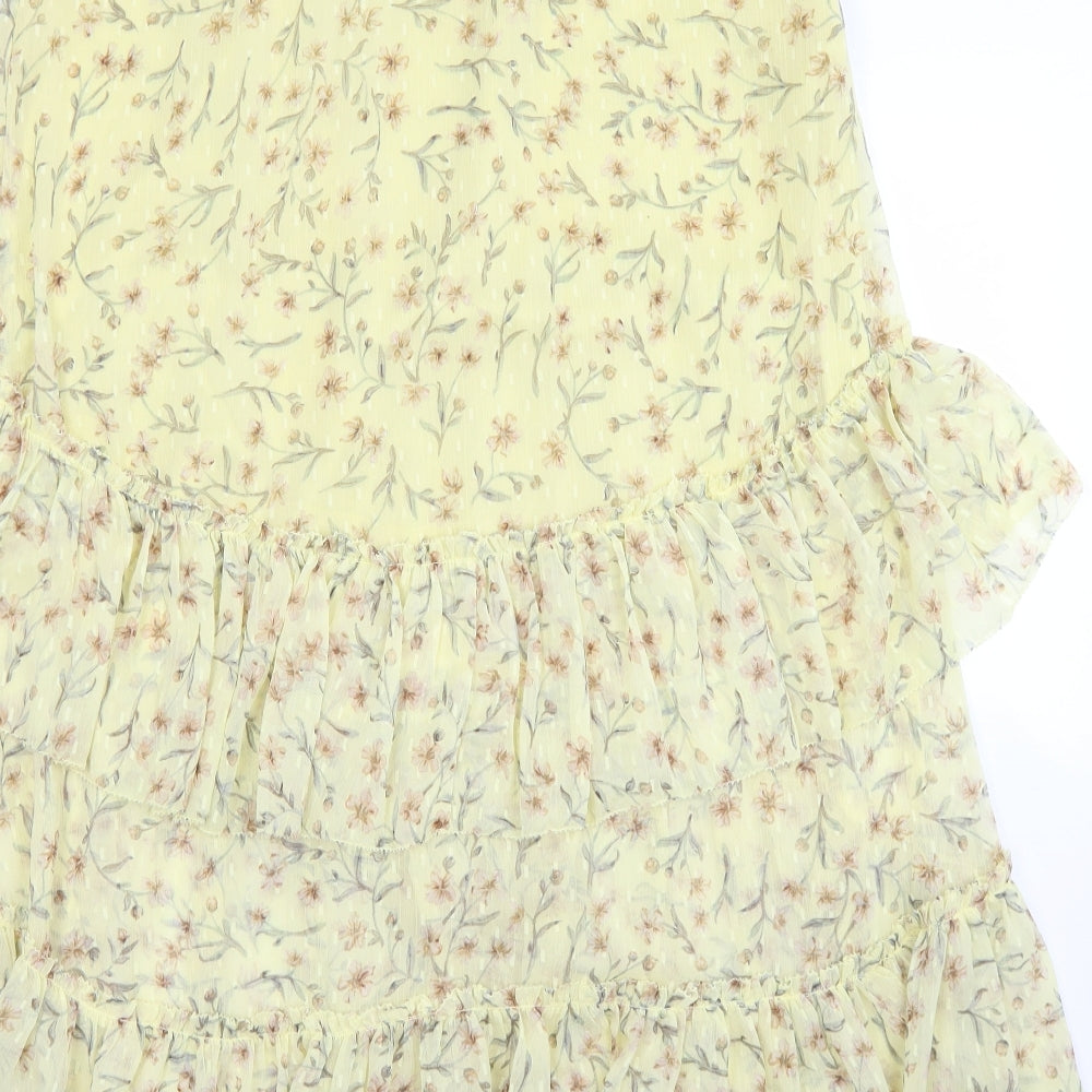 H&M Womens Yellow Floral Polyester Maxi Skirt Size M