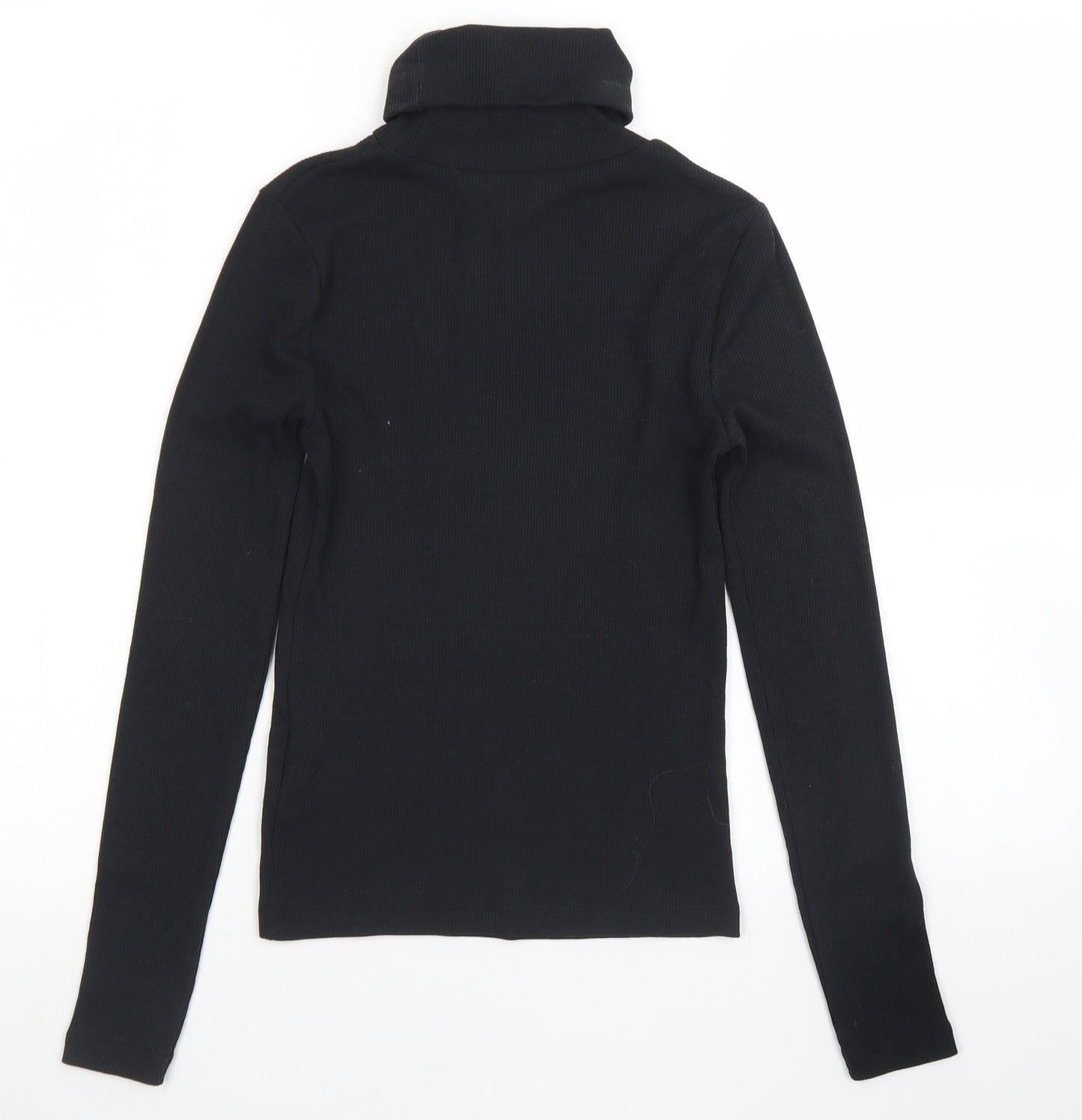 New Look Womens Black  Cotton Basic T-Shirt Size 8 Roll Neck