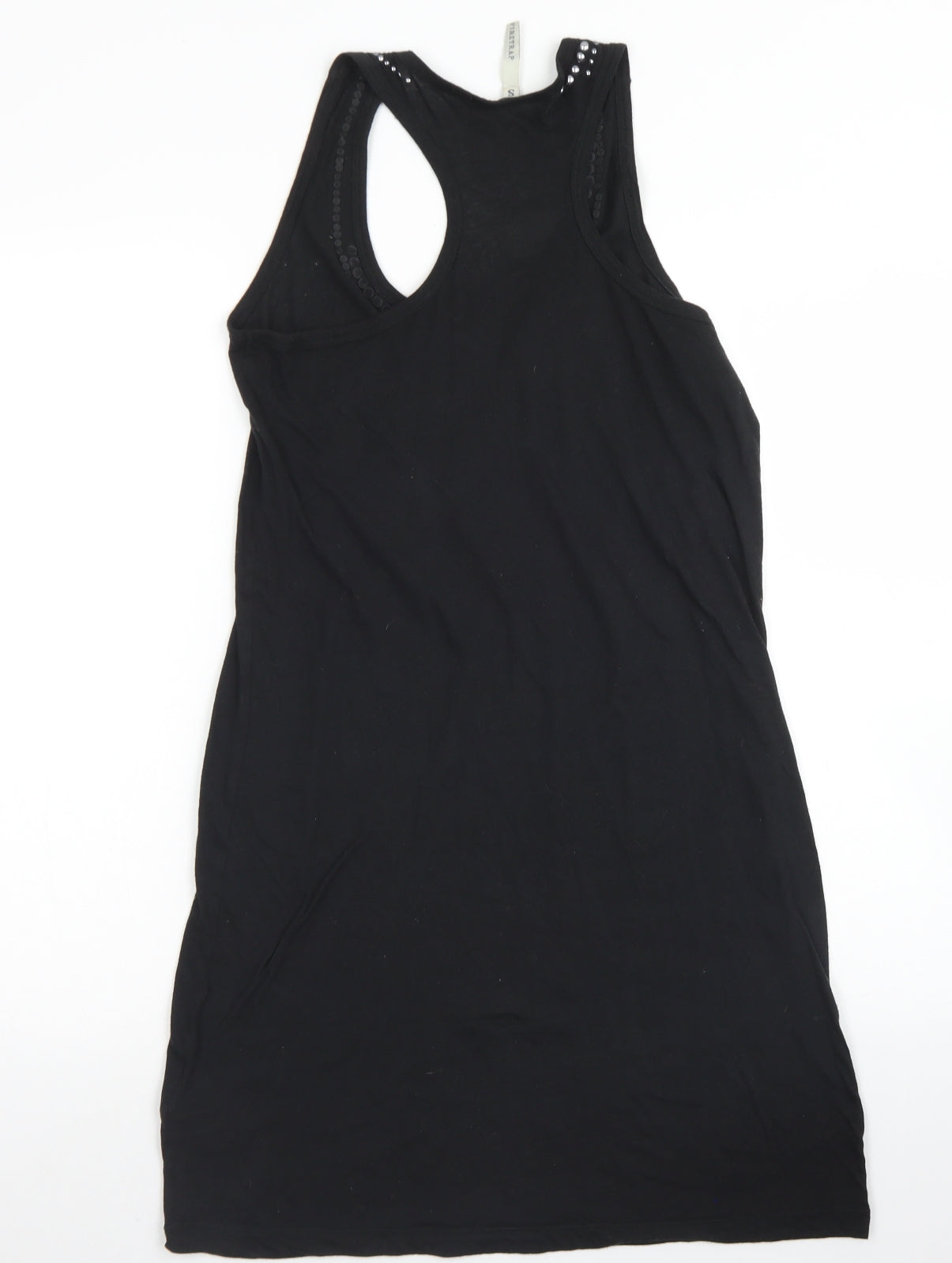 Firetrap Womens Black  Cotton Basic Tank Size S Round Neck