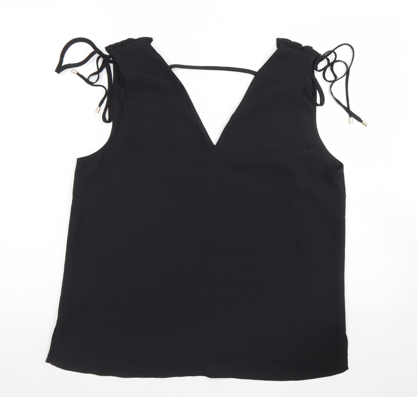 Coast Womens Black  Polyester Basic Blouse Size 14 V-Neck