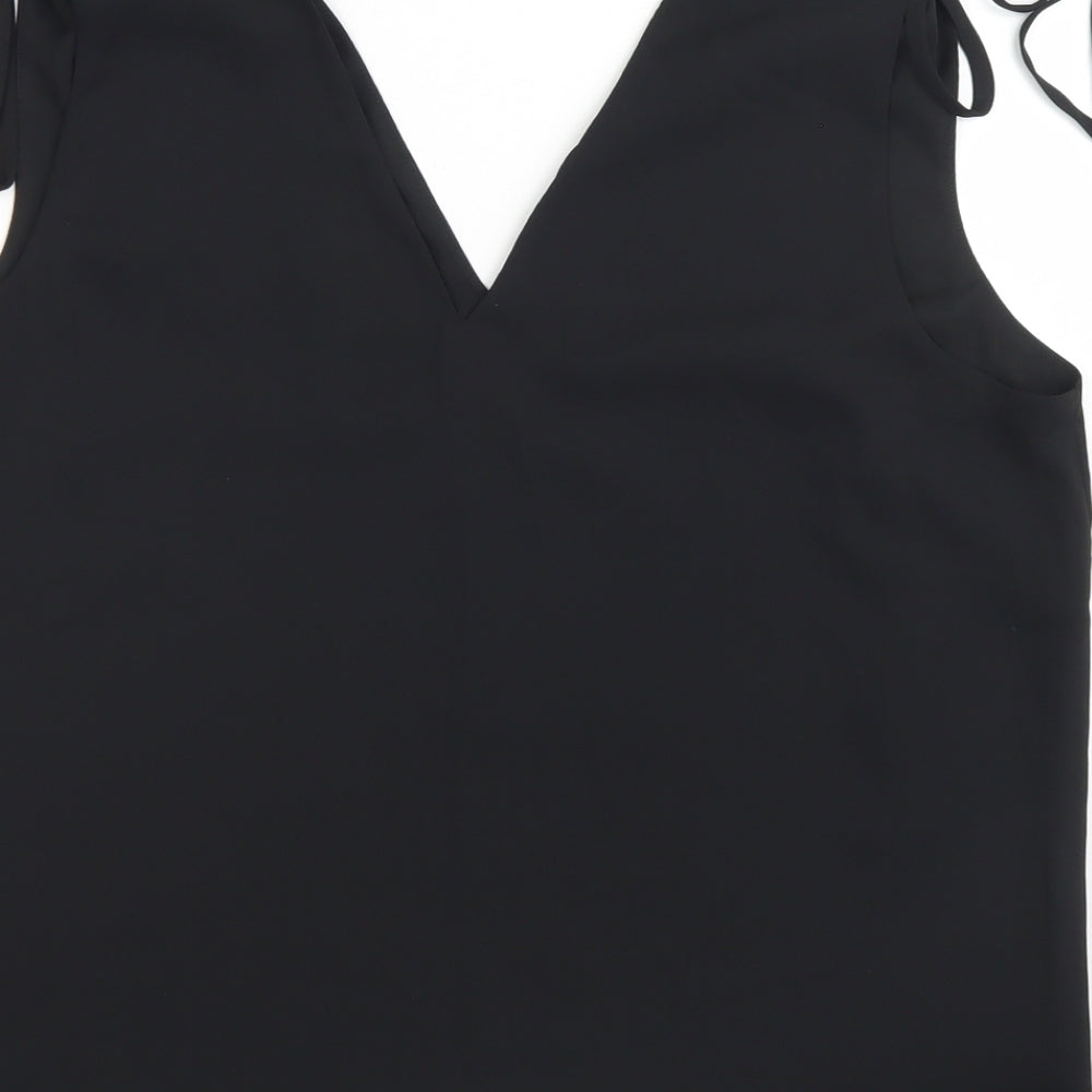 Coast Womens Black  Polyester Basic Blouse Size 14 V-Neck