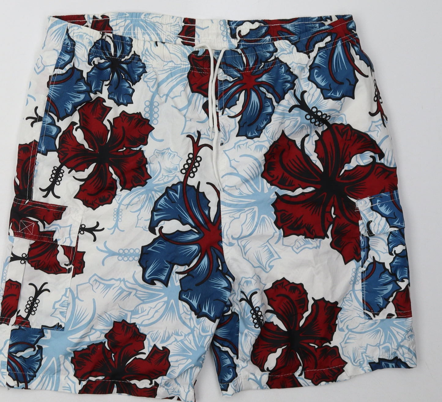E.D.I Mens Blue Geometric Polyester Sweat Shorts Size 2XL L8 in Regular Tie
