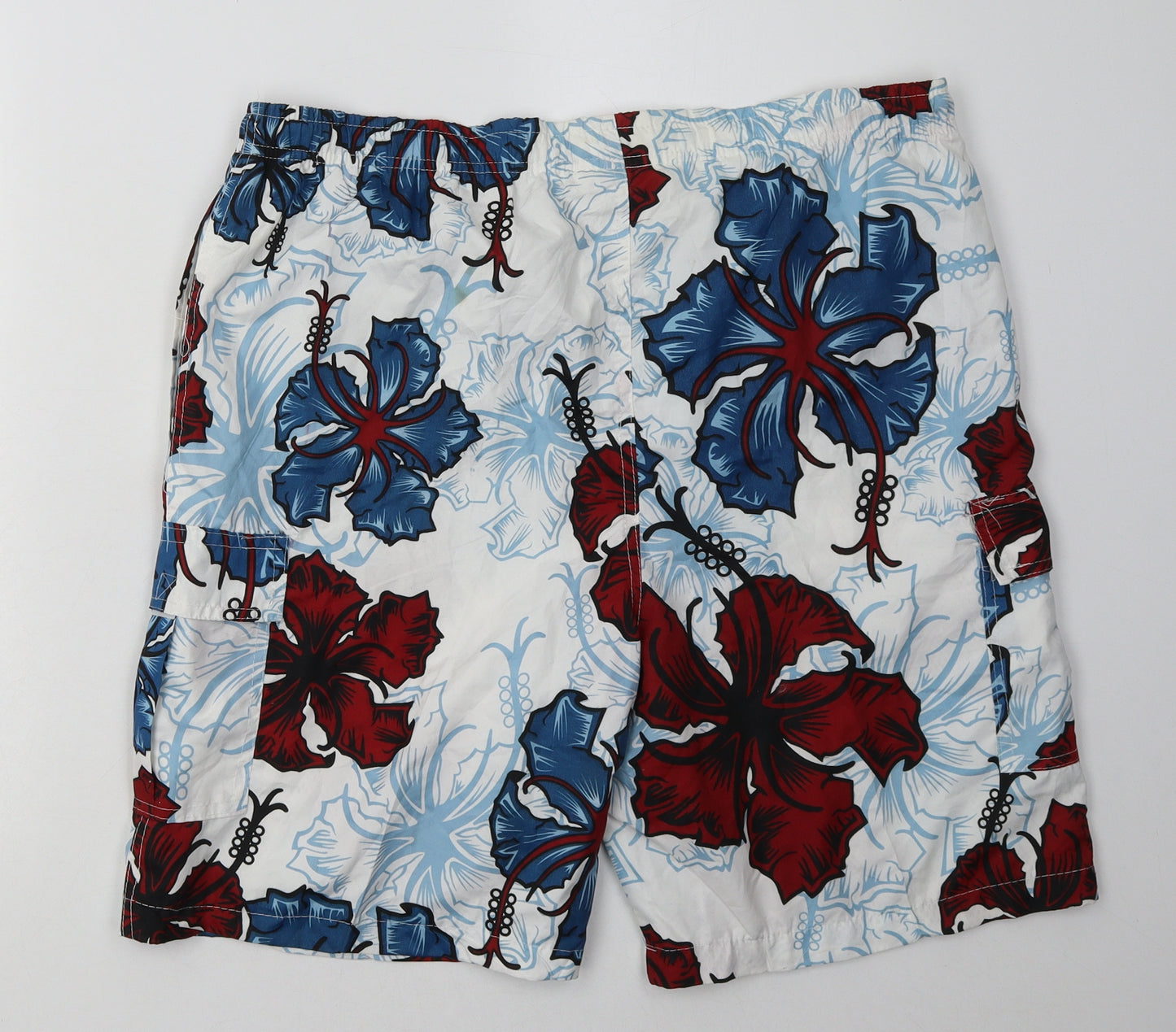 E.D.I Mens Blue Geometric Polyester Sweat Shorts Size 2XL L8 in Regular Tie