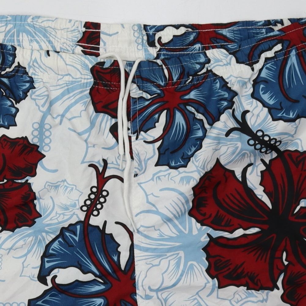 E.D.I Mens Blue Geometric Polyester Sweat Shorts Size 2XL L8 in Regular Tie