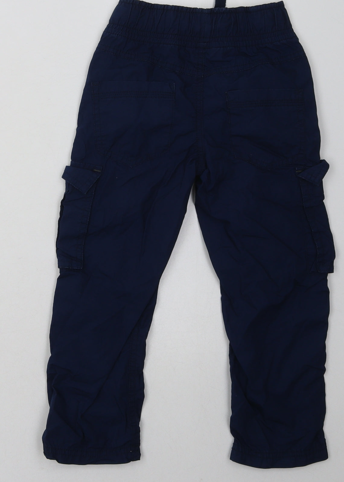 M&Co Boys Blue  Cotton Cargo Trousers Size 3-4 Years  Regular Tie