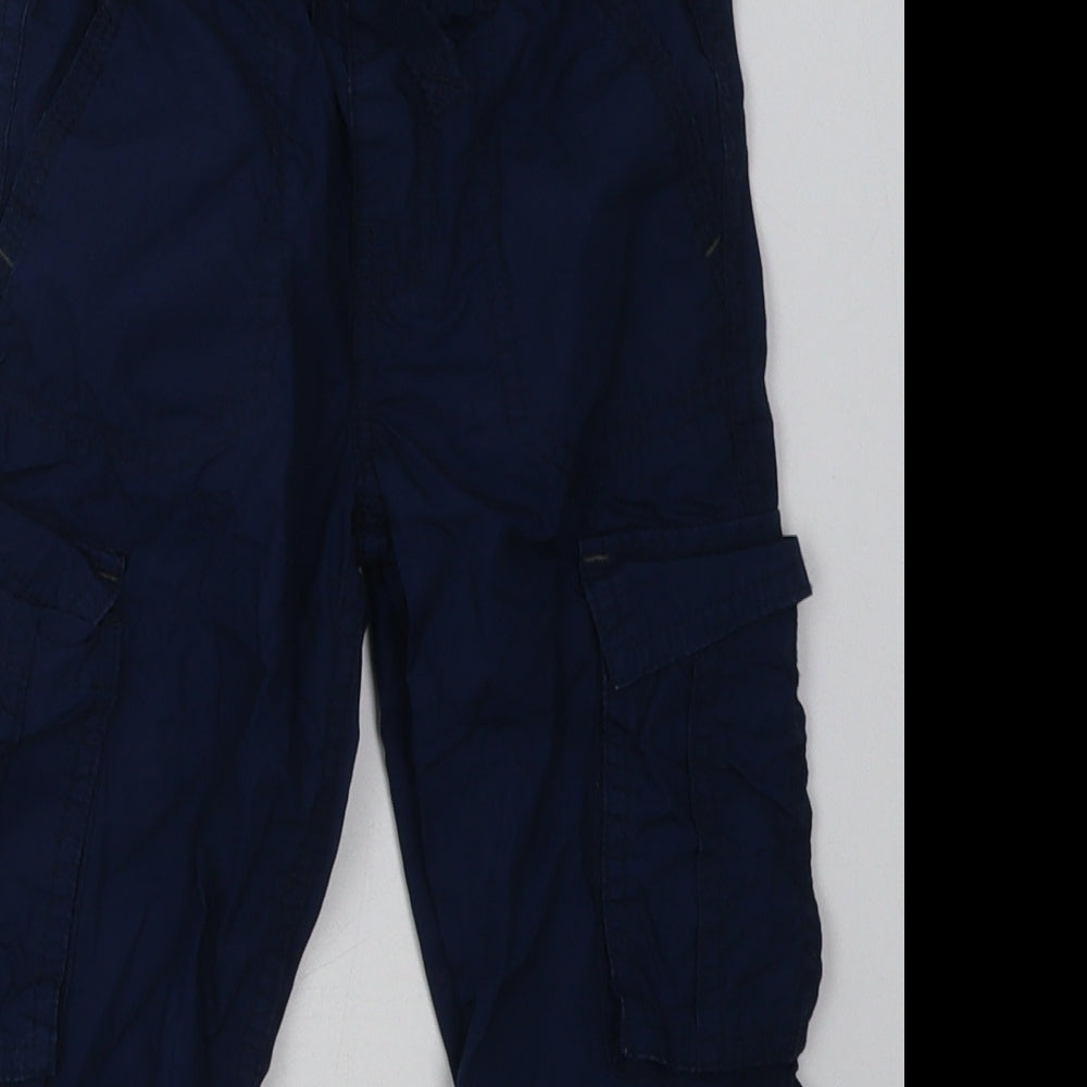 M&Co Boys Blue  Cotton Cargo Trousers Size 3-4 Years  Regular Tie