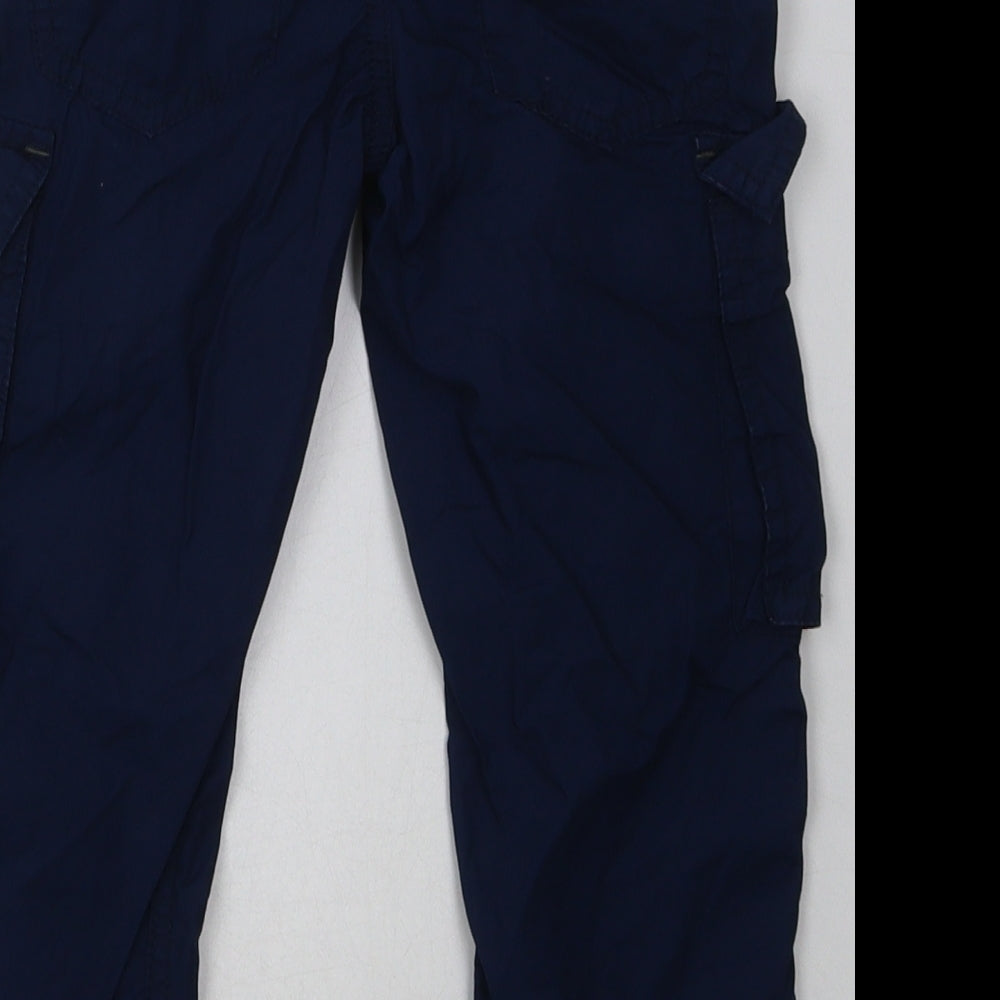 M&Co Boys Blue  Cotton Cargo Trousers Size 3-4 Years  Regular Tie