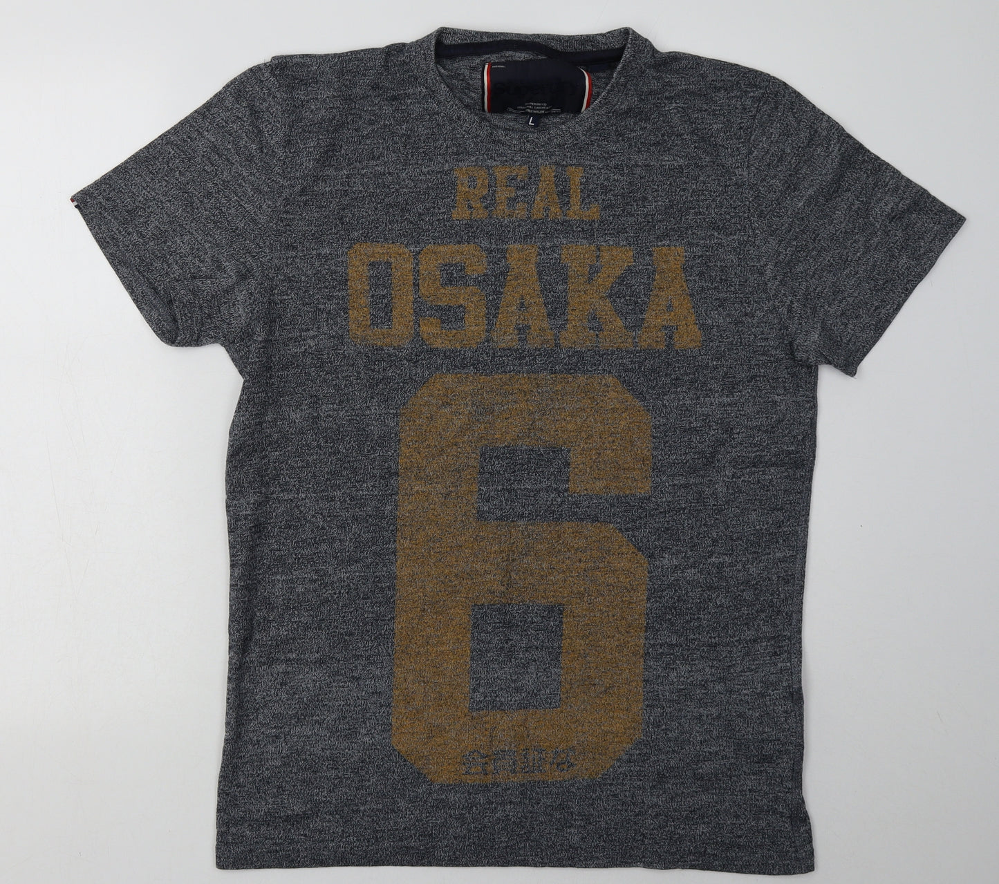 Superdry Mens Grey  Polyester  T-Shirt Size L Crew Neck