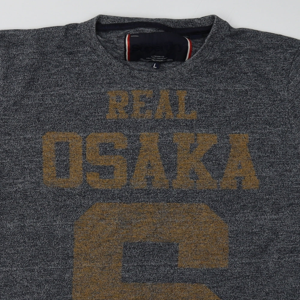 Superdry Mens Grey  Polyester  T-Shirt Size L Crew Neck