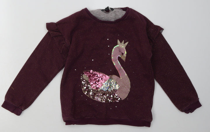 George Girls Purple Cotton Pullover Sweatshirt Size 8-9 Years Pullover