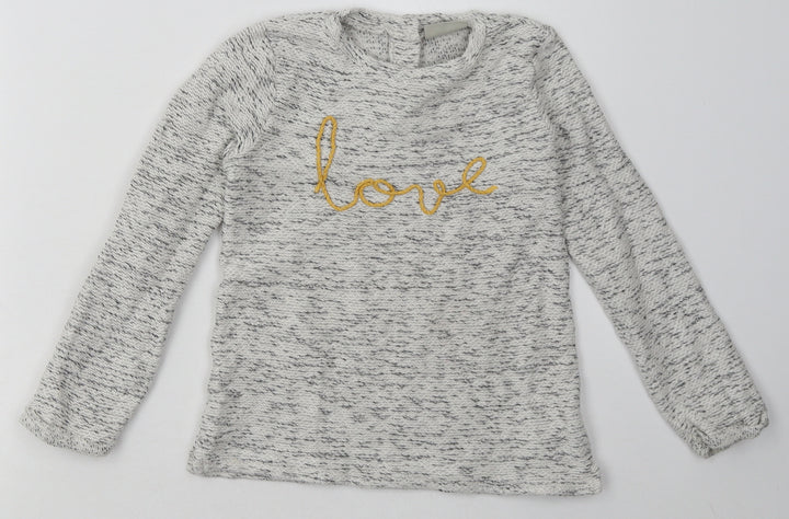 NEXT Girls Grey  Coir Basic Casual Size 4-5 Years Crew Neck Button - love