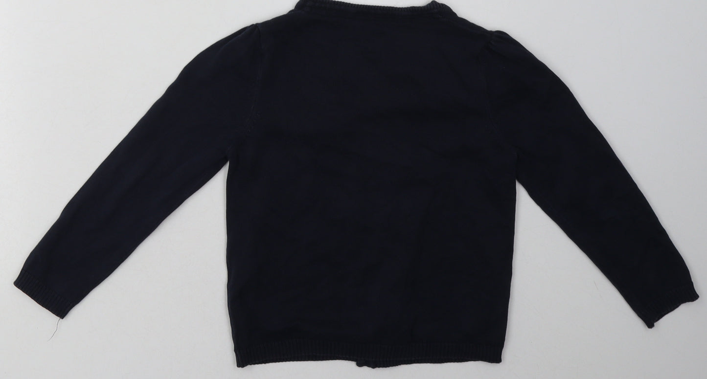 sainsburys Girls Blue V-Neck  Cotton Cardigan Jumper Size 5 Years  Button - School Wear