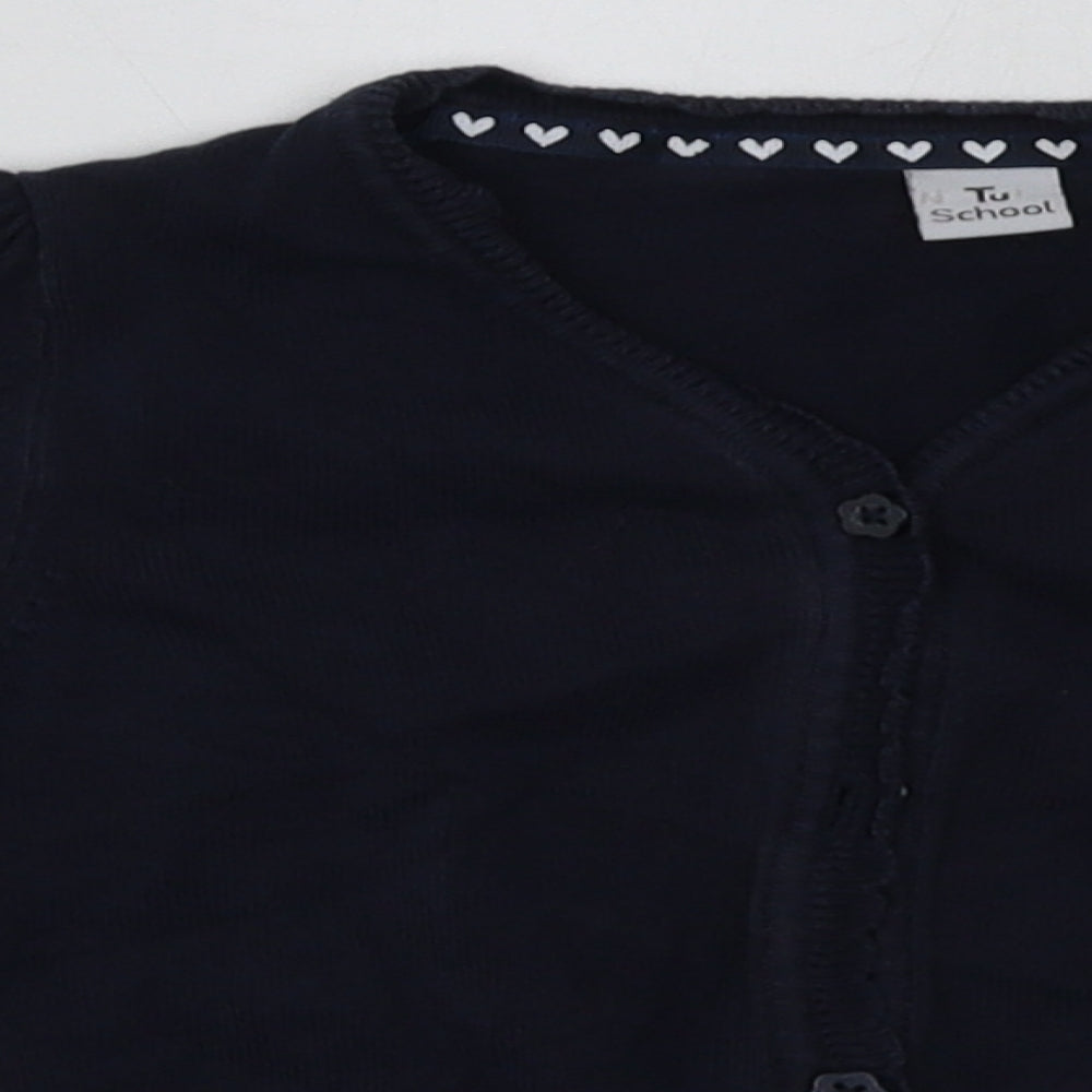 sainsburys Girls Blue V-Neck  Cotton Cardigan Jumper Size 5 Years  Button - School Wear