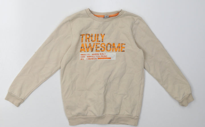 sainsburys Boys Beige  Cotton Pullover Sweatshirt Size 7 Years  Pullover - truly awesome