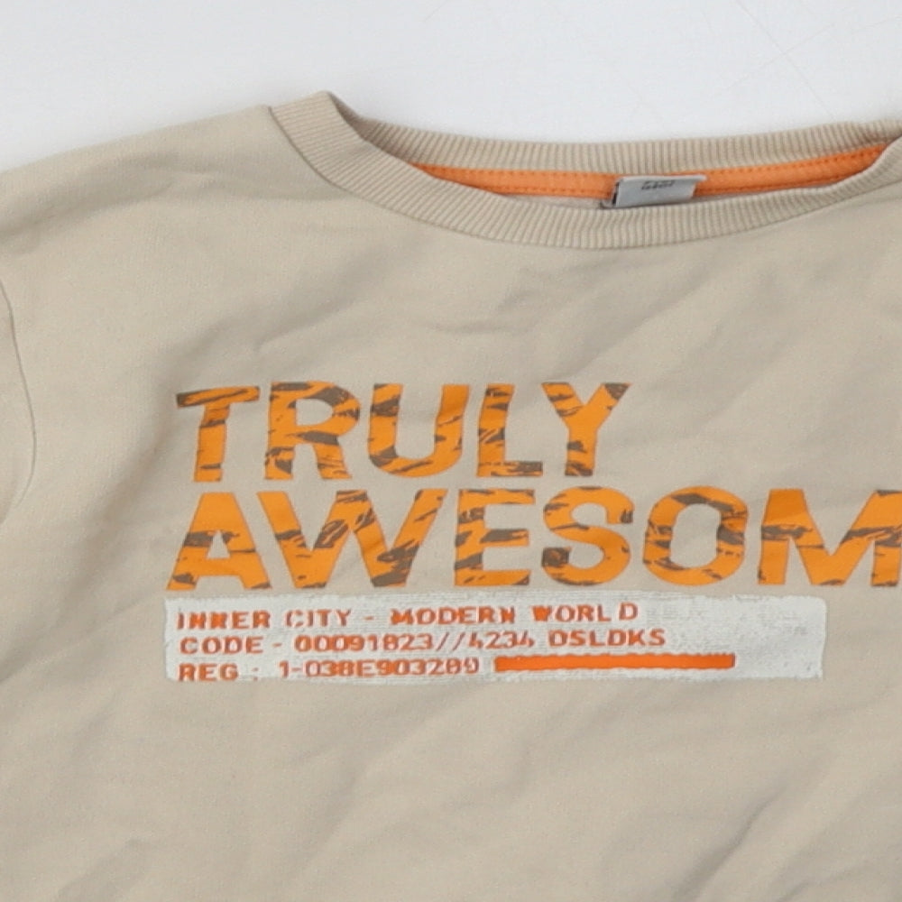 sainsburys Boys Beige  Cotton Pullover Sweatshirt Size 7 Years  Pullover - truly awesome