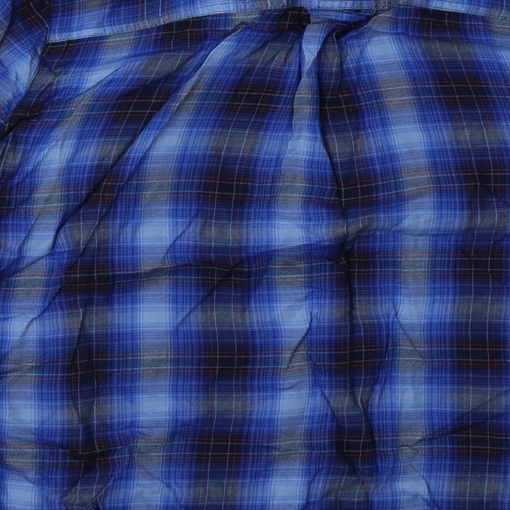 sainsburys Womens Blue Check Viscose Basic Button-Up Size 12 Collared