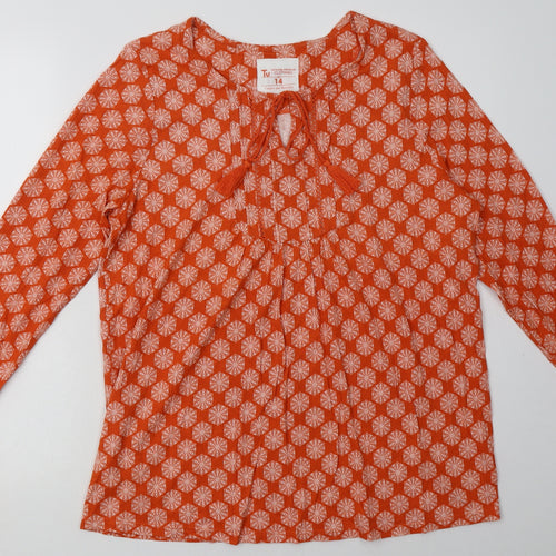 sainsburys Womens Orange Geometric Cotton Pullover Sweatshirt Size 14  Pullover