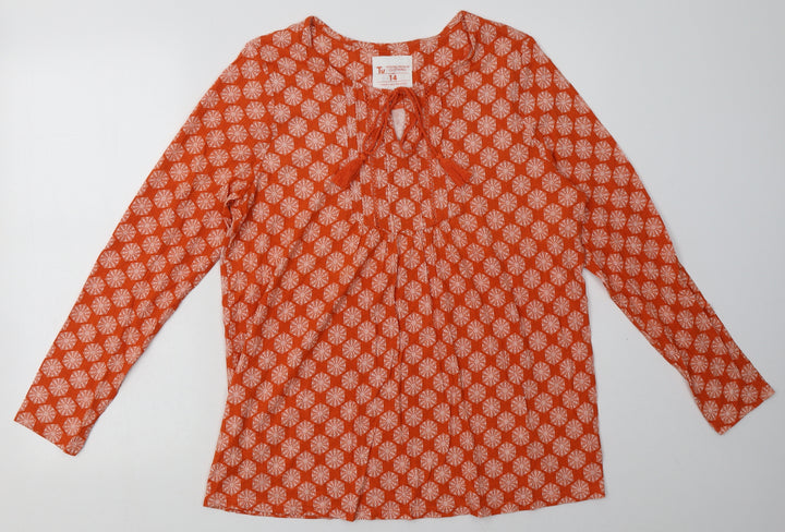 sainsburys Womens Orange Geometric Cotton Pullover Sweatshirt Size 14  Pullover