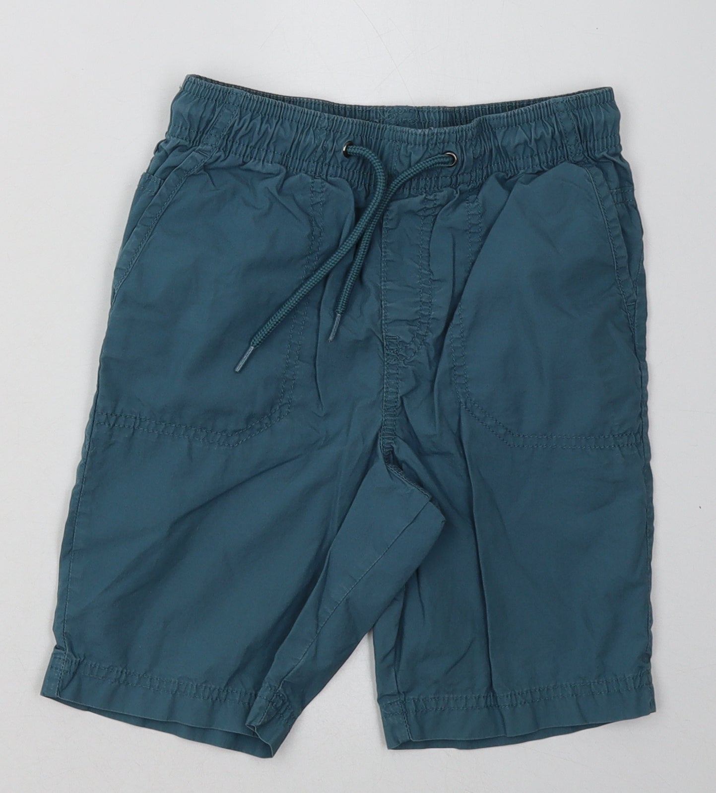 Marks and Spencer Boys Blue  Cotton Sweat Shorts Size 7-8 Years  Regular Tie