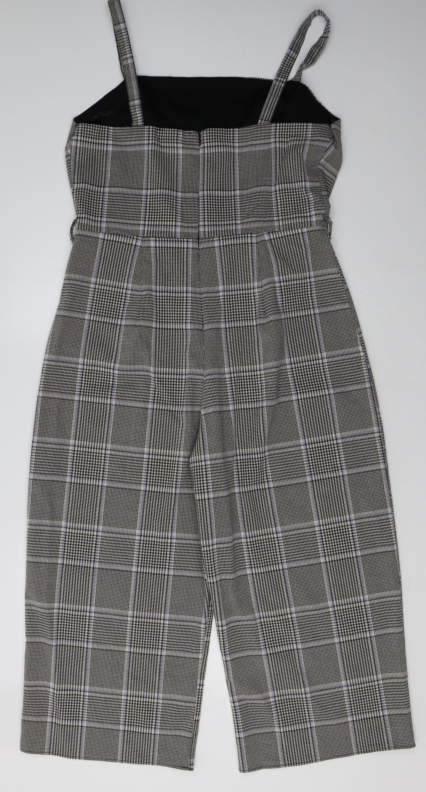 Primark Womens Black Check Polyester Jumpsuit One-Piece Size 16  Zip