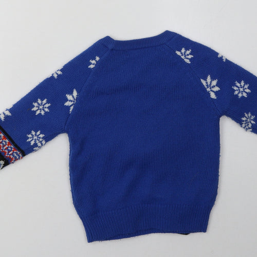 George Boys Blue Geometric Acrylic Pullover Sweatshirt Size 2 Years  Pullover - Christmas