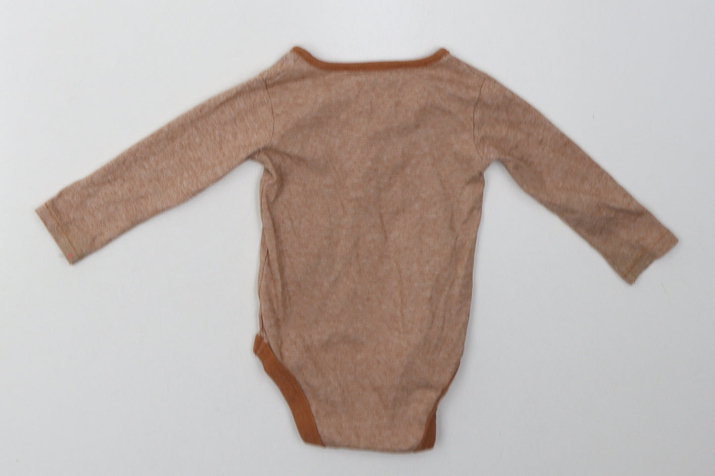sainsburys Baby Brown  Cotton Babygrow One-Piece Size 6-9 Months  Button