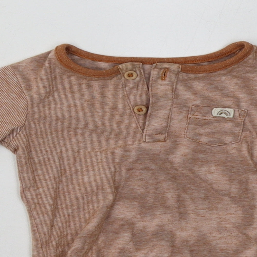sainsburys Baby Brown  Cotton Babygrow One-Piece Size 6-9 Months  Button