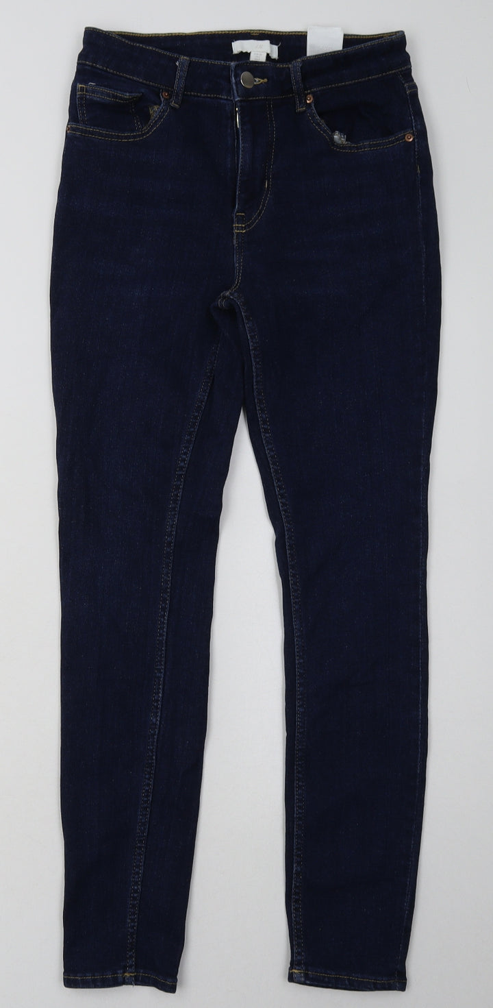 H&M Womens Blue  Cotton Skinny Jeans Size 6 L28 in Regular Button