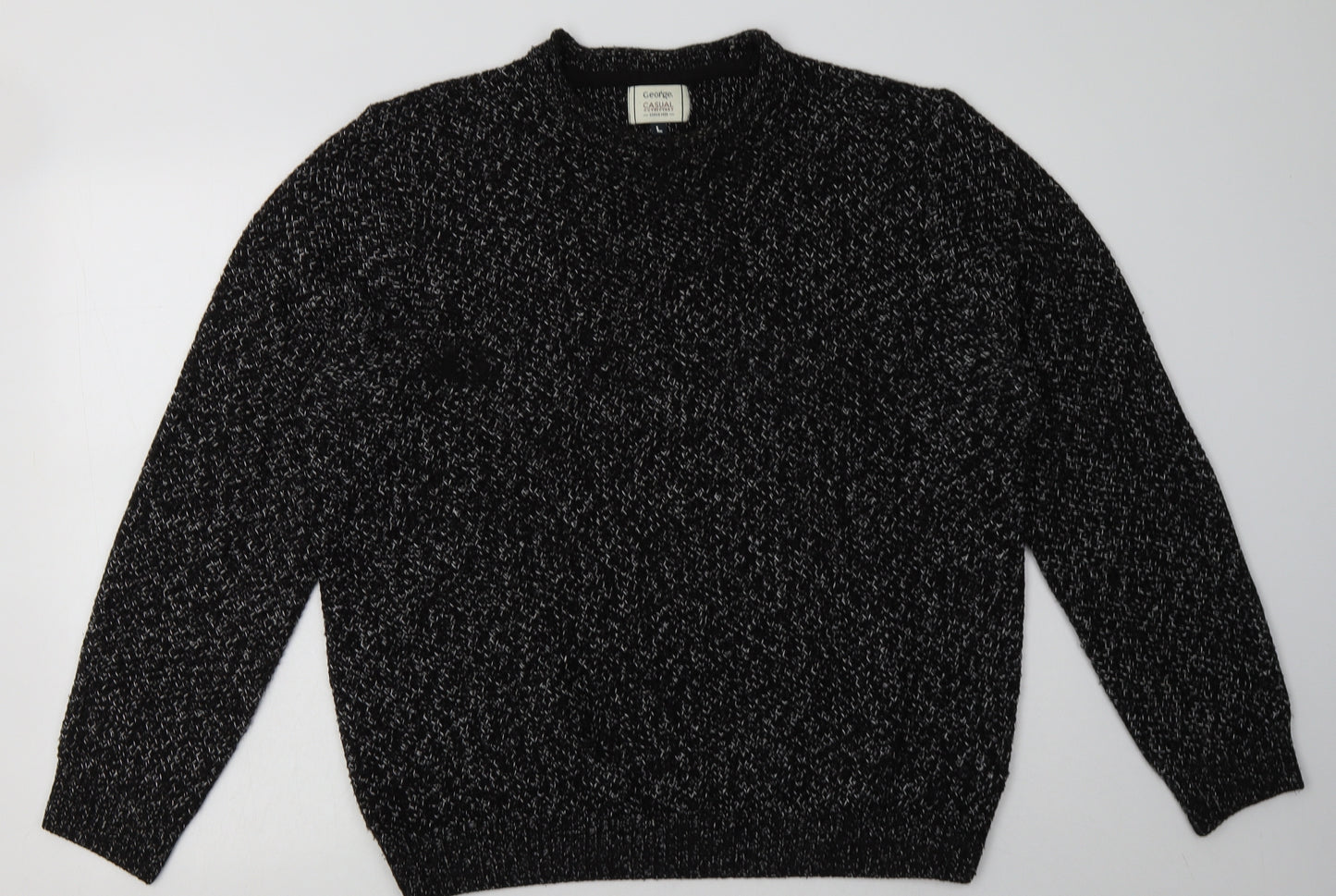 George Mens Black  Acrylic Pullover Sweatshirt Size L