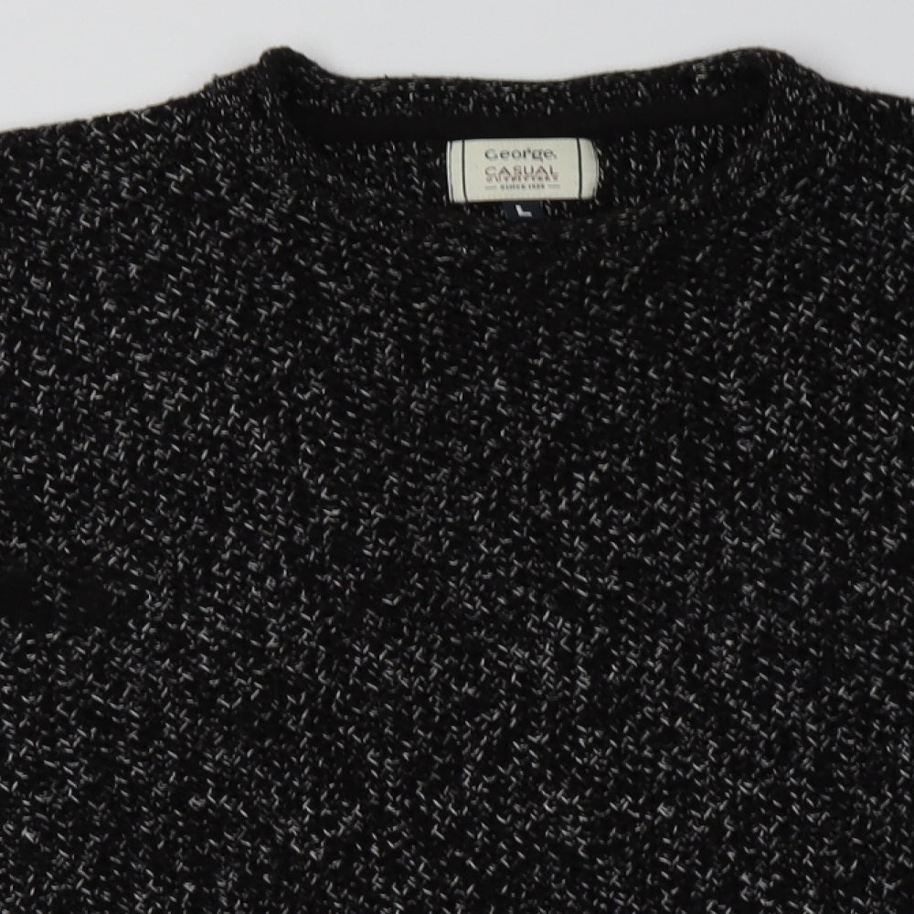 George Mens Black  Acrylic Pullover Sweatshirt Size L
