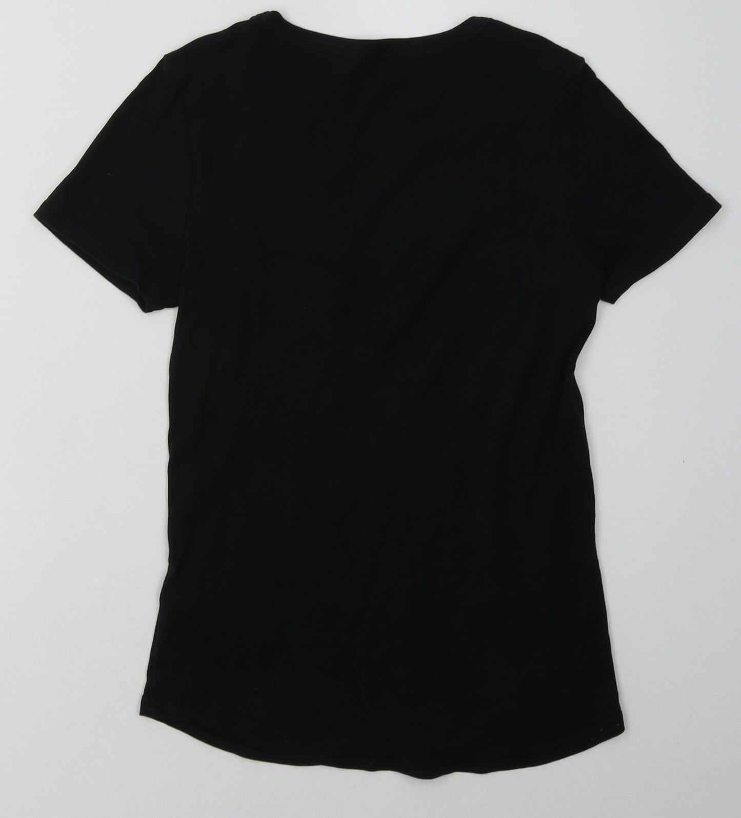 Marks and Spencer Womens Black  Cotton Basic T-Shirt Size 10 Crew Neck