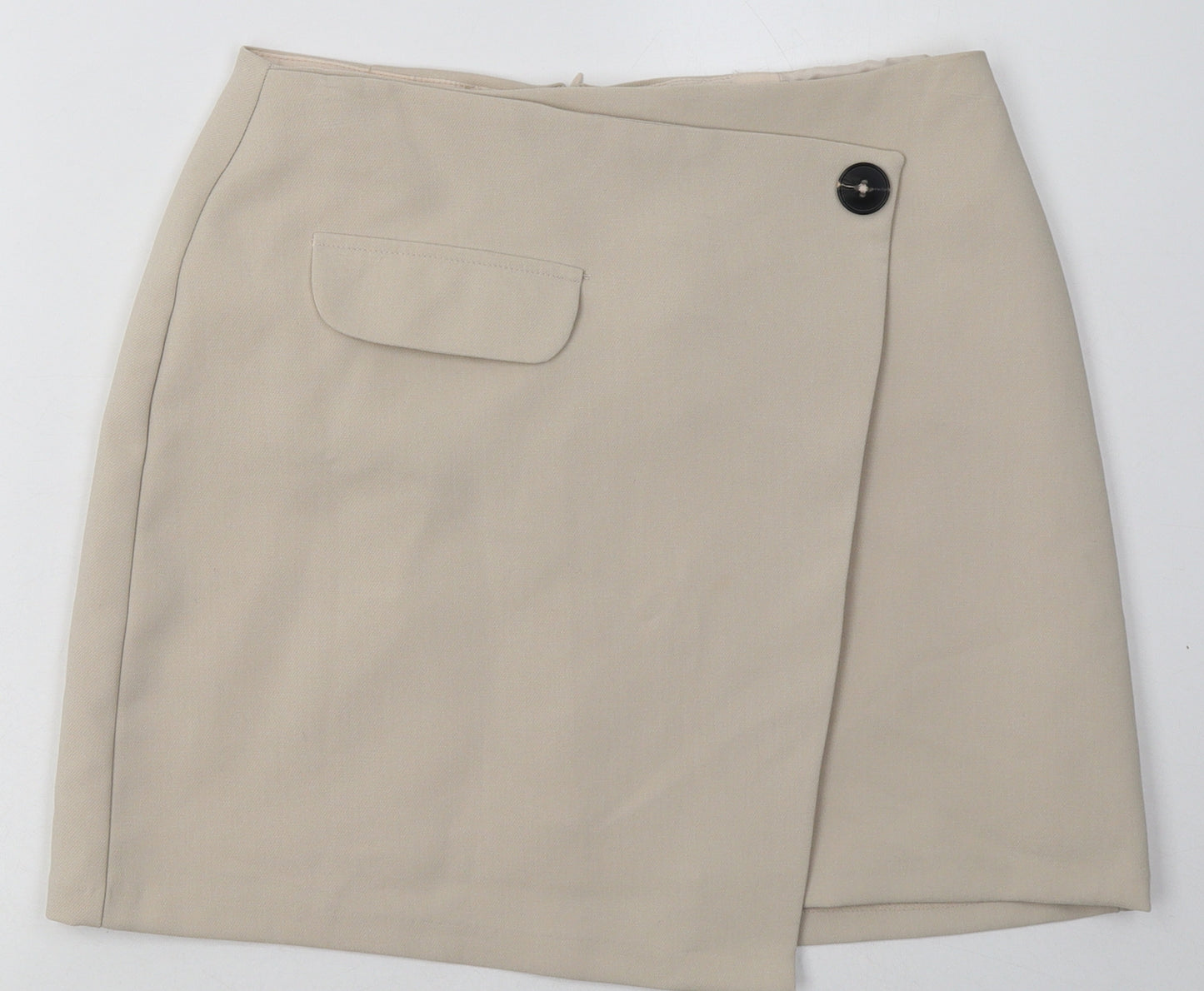 Primark Womens Beige  Polyester A-Line Skirt Size 10   Zip