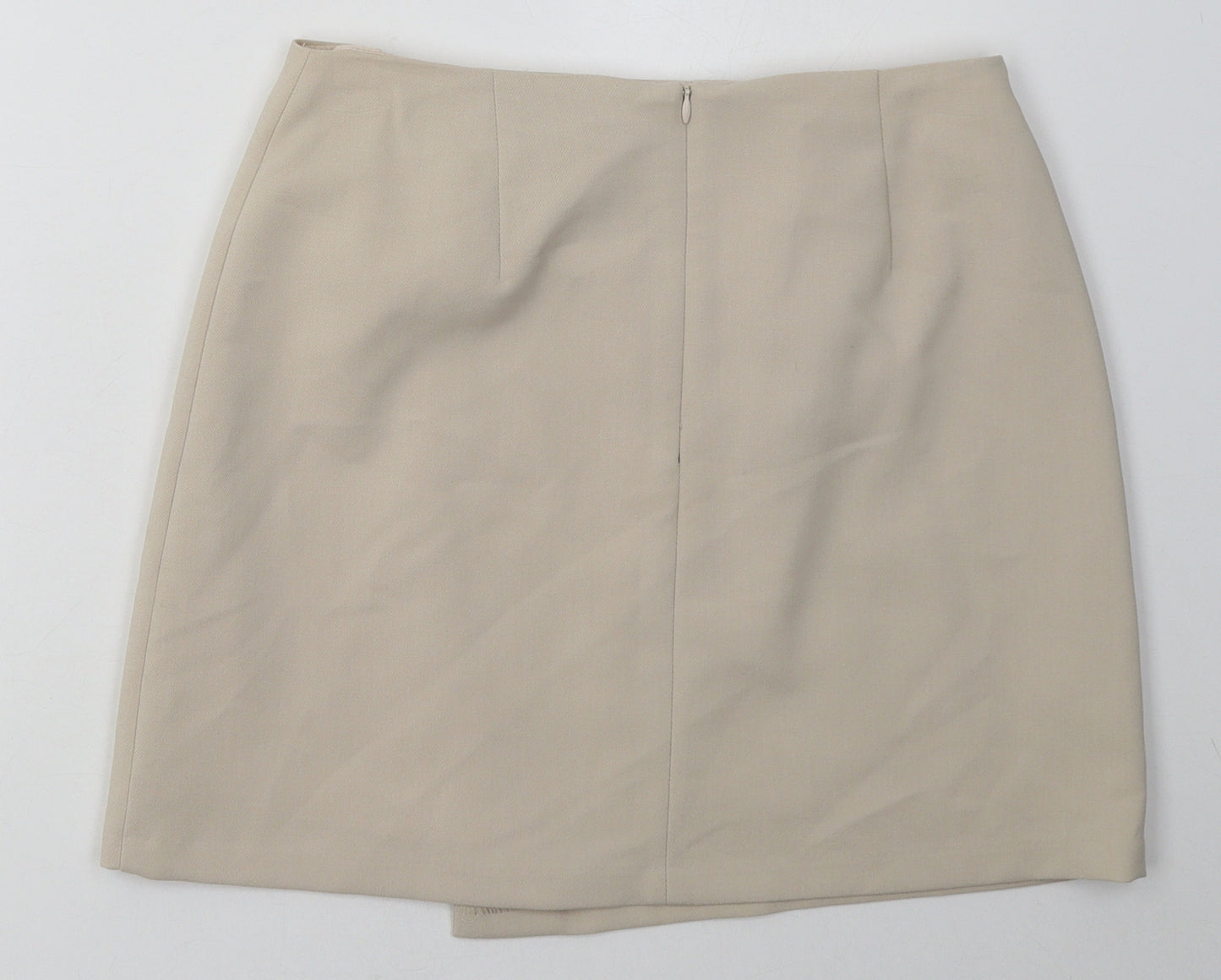 Primark Womens Beige  Polyester A-Line Skirt Size 10   Zip