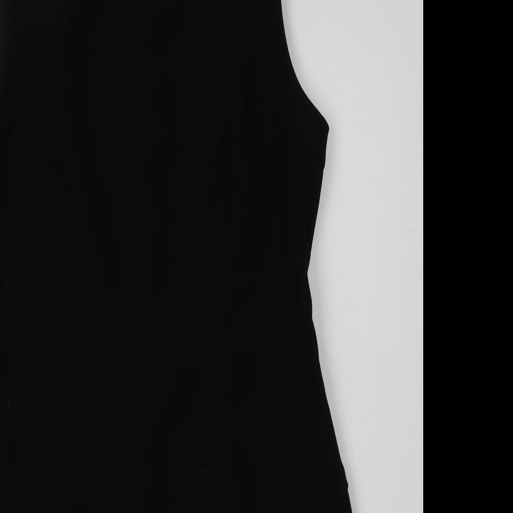 Warehouse Womens Black  Polyester A-Line  Size 12  Crew Neck Zip