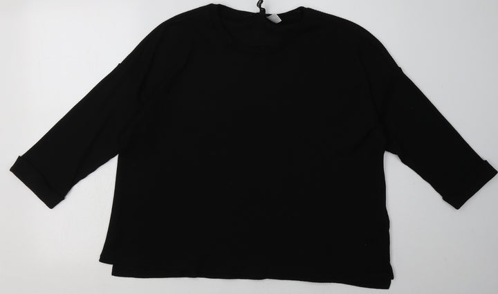 H&M Womens Black Polyester Pullover Sweatshirt Size L Pullover