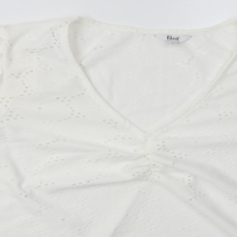 khost Womens White Geometric Polyester Pullover Sweatshirt Size 12  Pullover