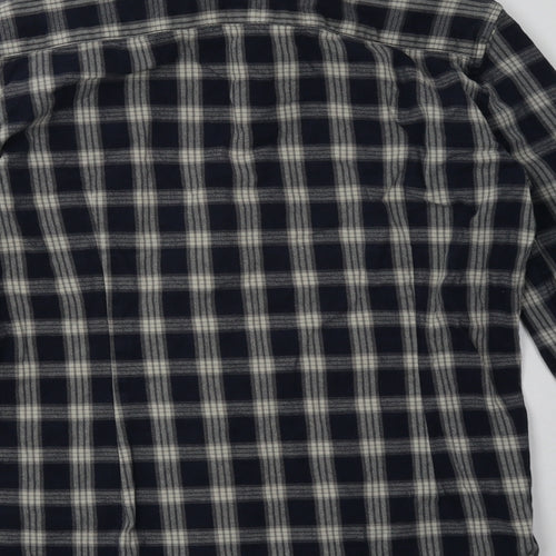 ASOS Mens Blue Check Cotton  Button-Up Size M Collared Button