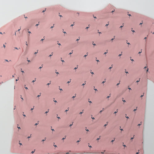NEXT Girls Pink Polka Dot Cotton  Pyjama Top Size 12 Years  Pullover - Flamingo Print