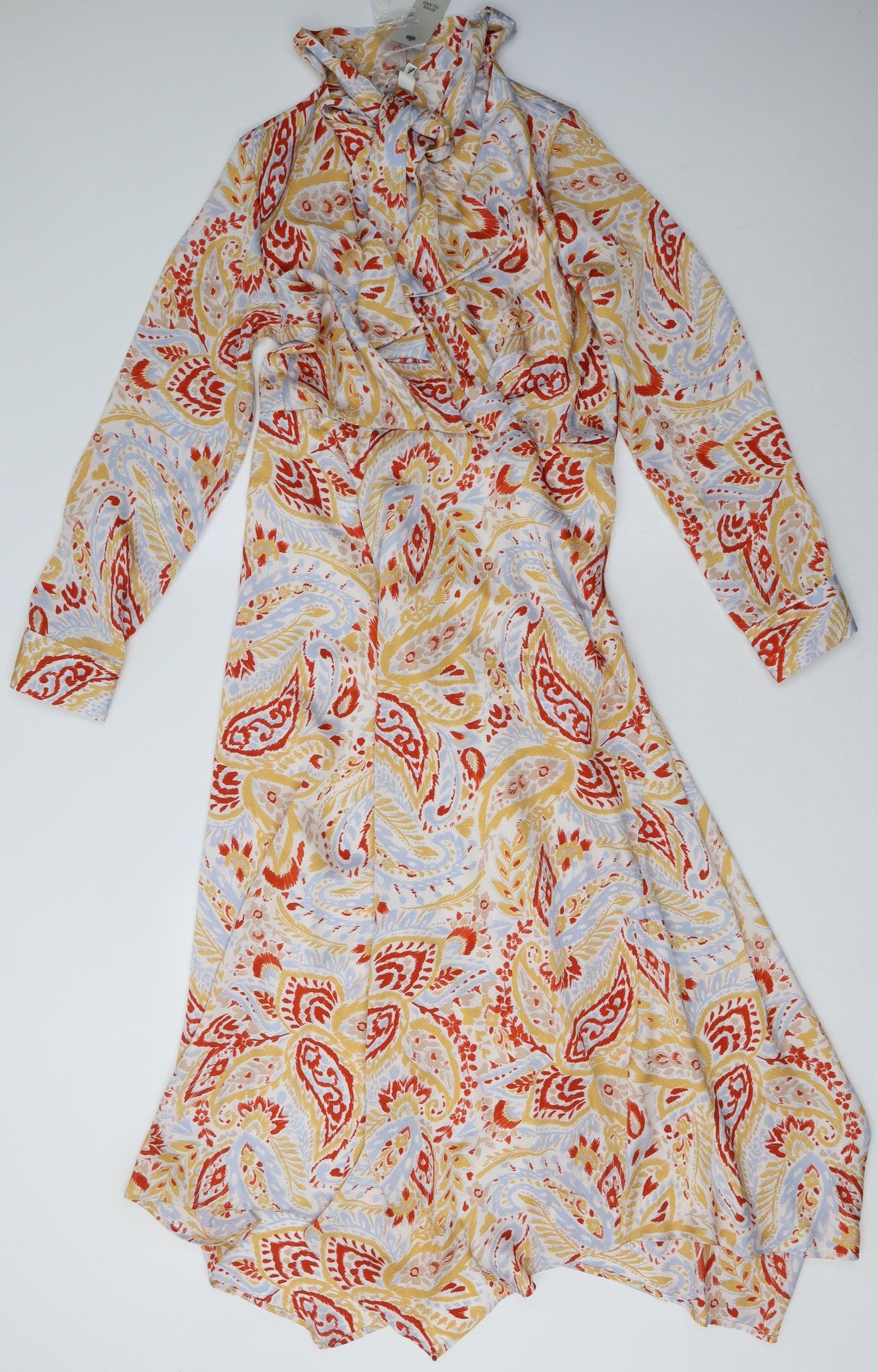 River Island Womens Orange Geometric Polyester A-Line  Size 10  V-Neck Zip