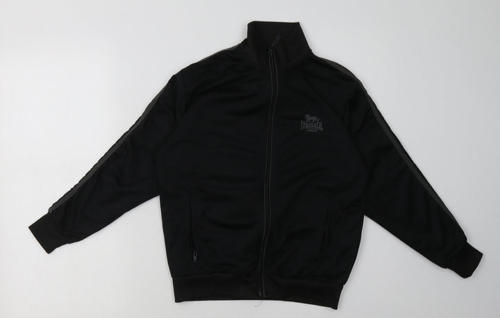 Lonsdale Boys Black Striped Polyester Full Zip Sweatshirt Size 11-12 Years Zip