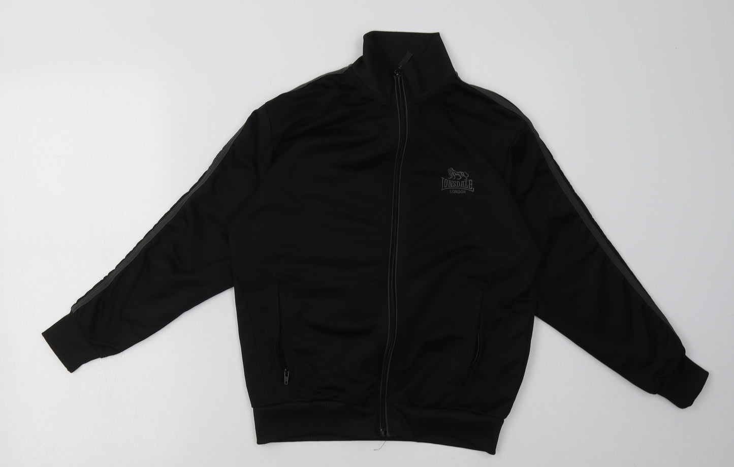 Lonsdale Boys Black Striped Polyester Full Zip Sweatshirt Size 11-12 Years  Zip