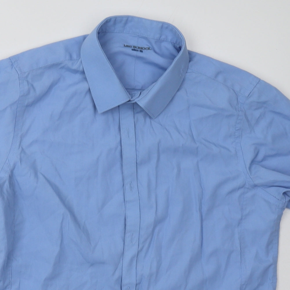 Marks and Spencer Boys Blue  Polyester Basic Button-Up Size 12-13 Years Collared Button - School Wear