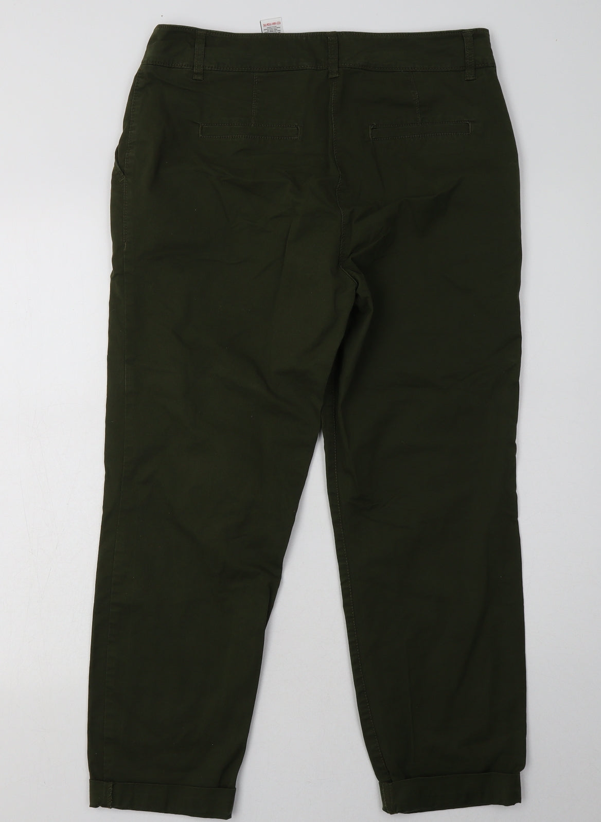 NEXT Womens Green  Cotton Trousers  Size 12 L28 in Regular Button