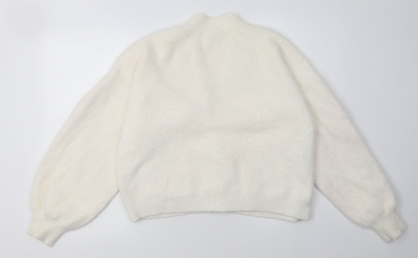 Primark Womens White V-Neck  Nylon Cardigan Jumper Size M