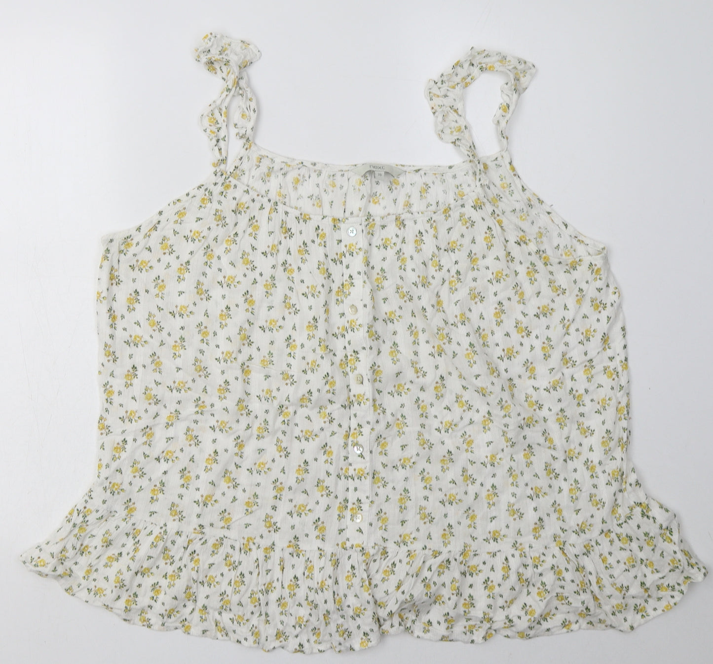 NEXT Womens White Floral Viscose Basic Tank Size 20 Square Neck